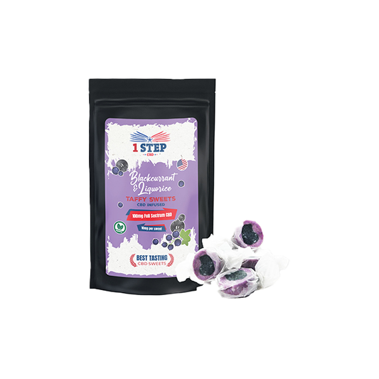 1 Step CBD 100mg Full Spectrum CBD Blackcurrant & Liquorice Taffy Grab Bag - 60g